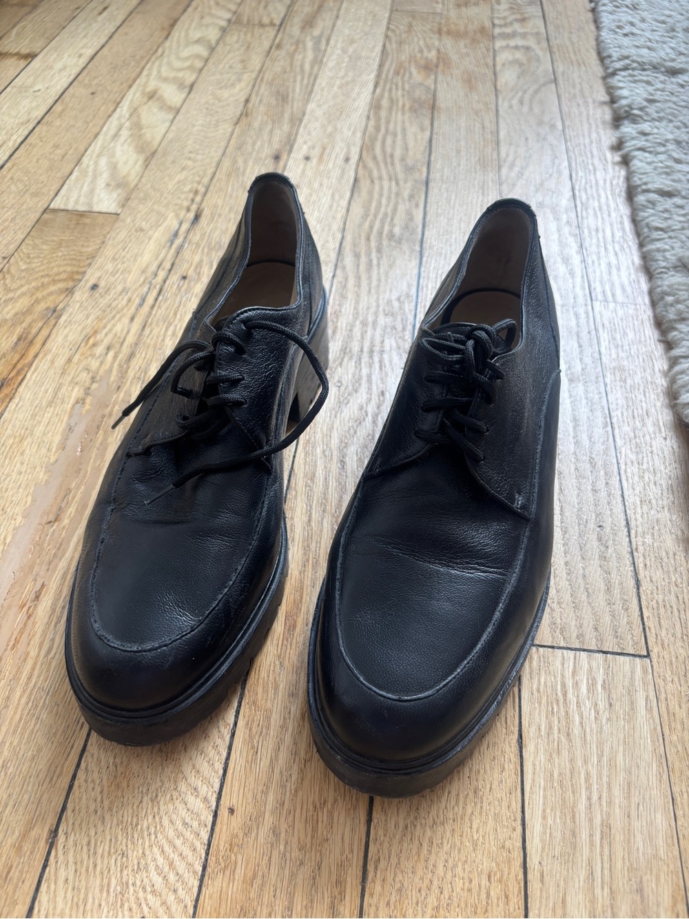 Maryam Nassir Zadeh Black Leather Lace-Up Flats